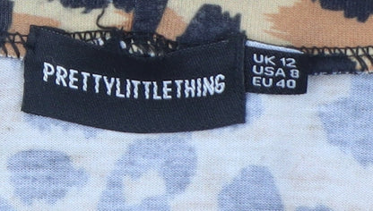 PrettyLittleThing Women's Brown Animal Print T-Shirt Dress