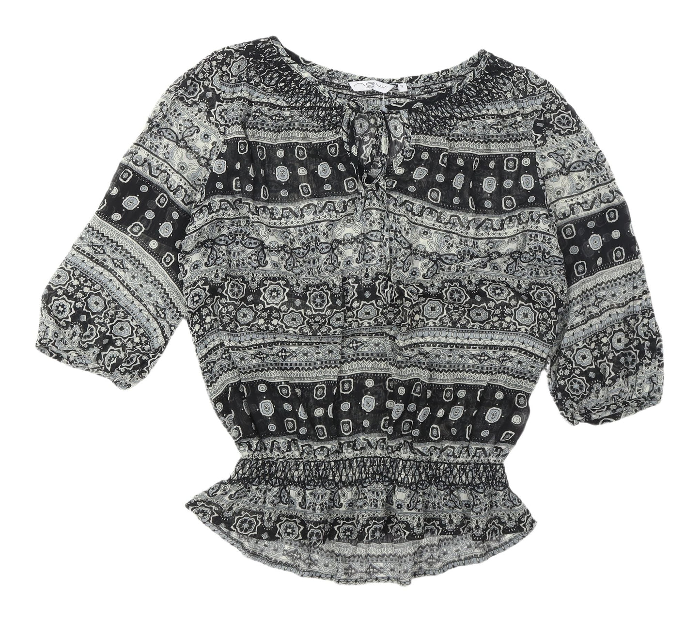 Womens UK Size 12 New Look Black Tunic Blouse