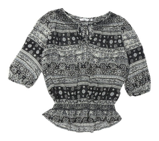 New Look Black Floral Tunic Blouse, Women's 3/4 Sleeve 12