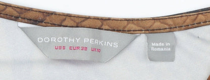 Womens UK Size 10 Dorothy Perkins Brown Wrap Blouse