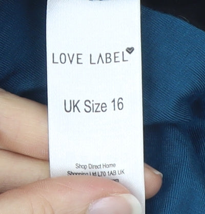 Love Label Women's Blue Black Bodycon Dress Size 16