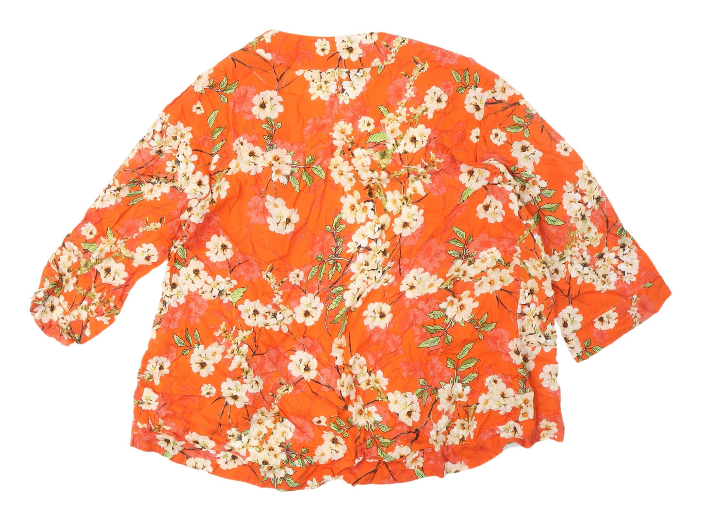 M&Co Women's Orange Floral Kimono Blouse Size 10