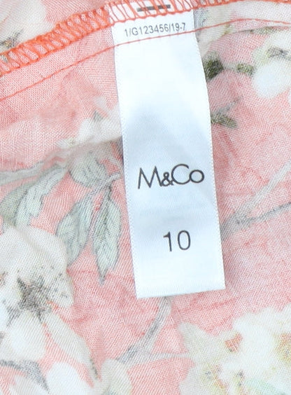 M&Co Women's Orange Floral Kimono Blouse Size 10