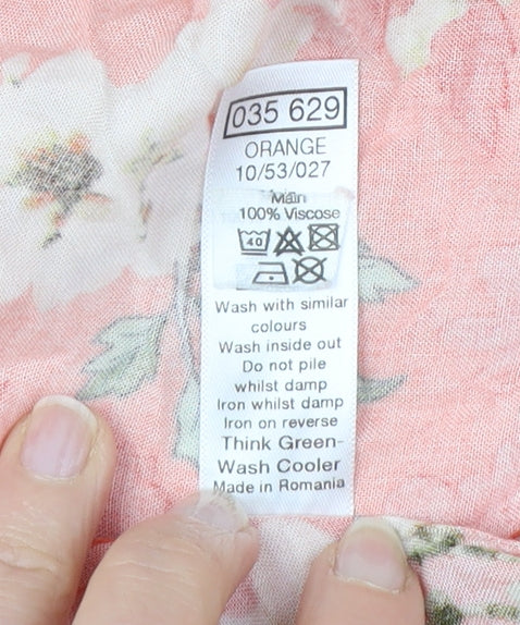 M&Co Women's Orange Floral Kimono Blouse Size 10