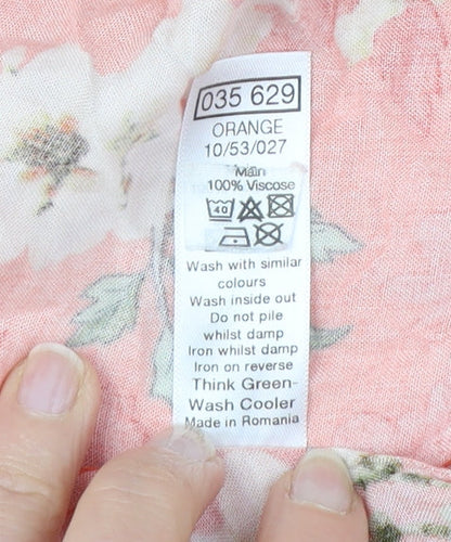 M&Co Women's Orange Floral Kimono Blouse Size 10