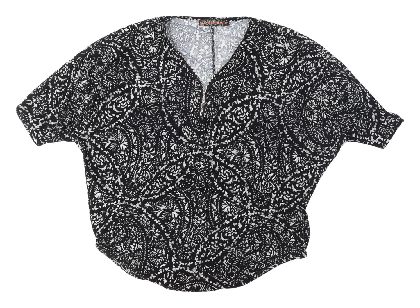 Womens UK Size M QED London Black Tunic Blouse