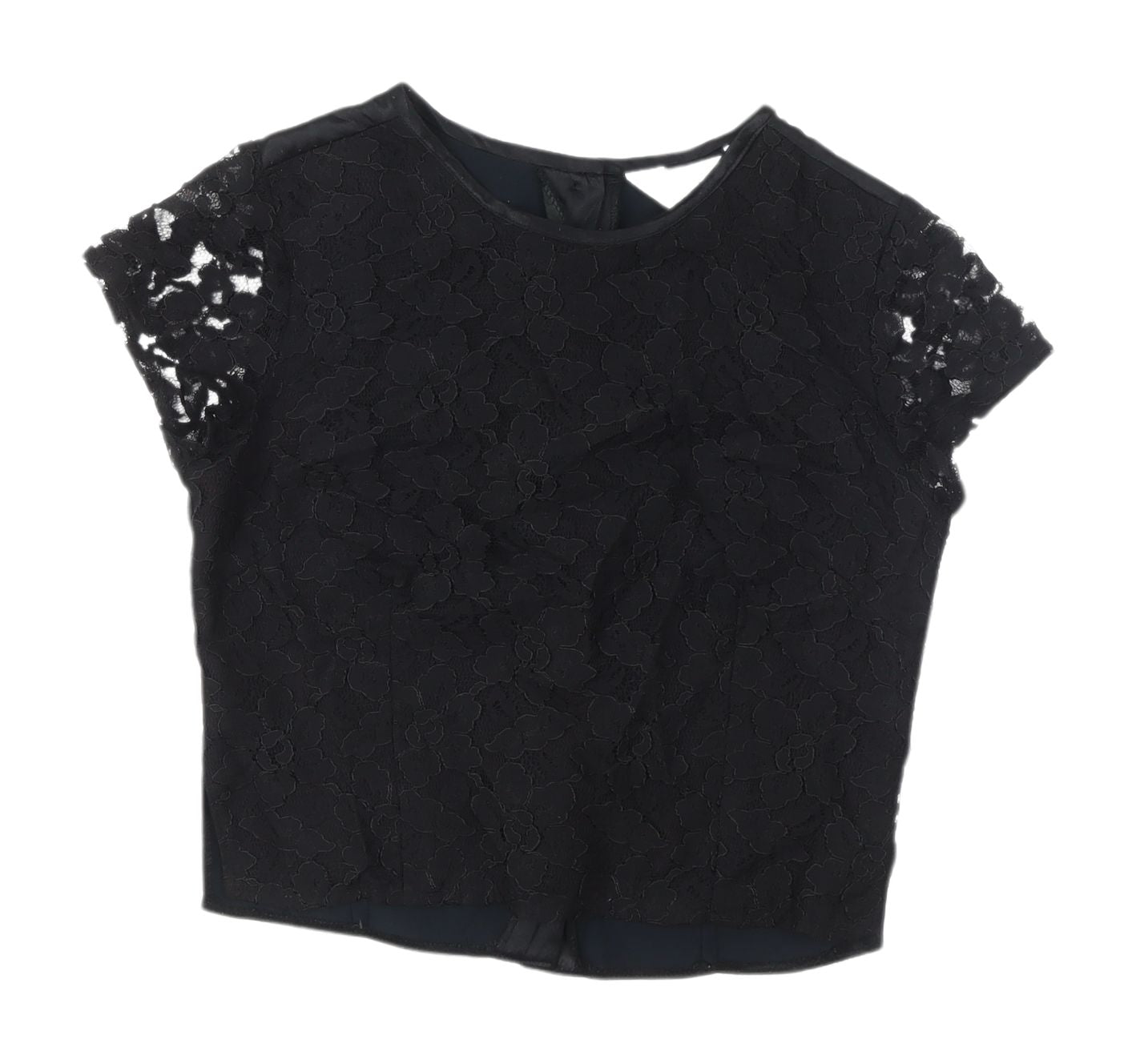 Womens UK Size 8 Topshop Black Lace Blouse