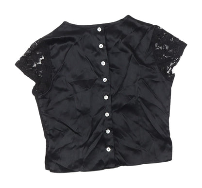 Womens UK Size 8 Topshop Black Lace Blouse