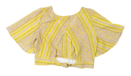 Womens UK Size 10 TEMT Yellow Cropped Blouse