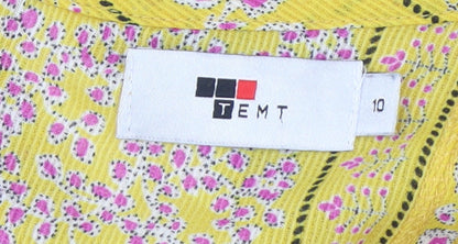 Womens UK Size 10 TEMT Yellow Cropped Blouse