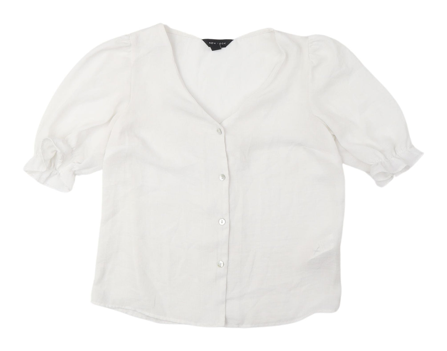 New Look White Women's V-Neck Blouse UK 6