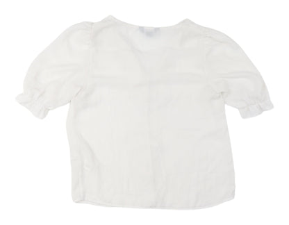 New Look White Women's V-Neck Blouse UK 6