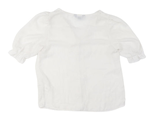 New Look White Women's V-Neck Blouse UK 6