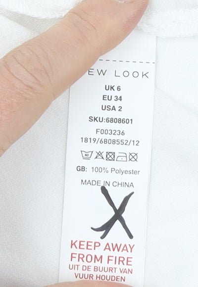 New Look White Women's V-Neck Blouse UK 6