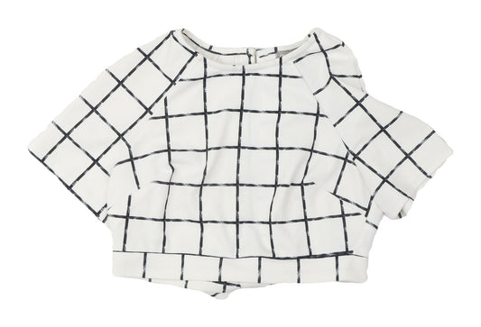 Womens UK Size 10 ASOS White Cropped Blouse
