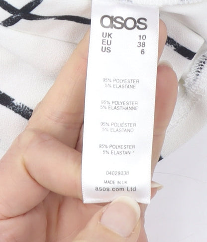 Womens UK Size 10 ASOS White Cropped Blouse