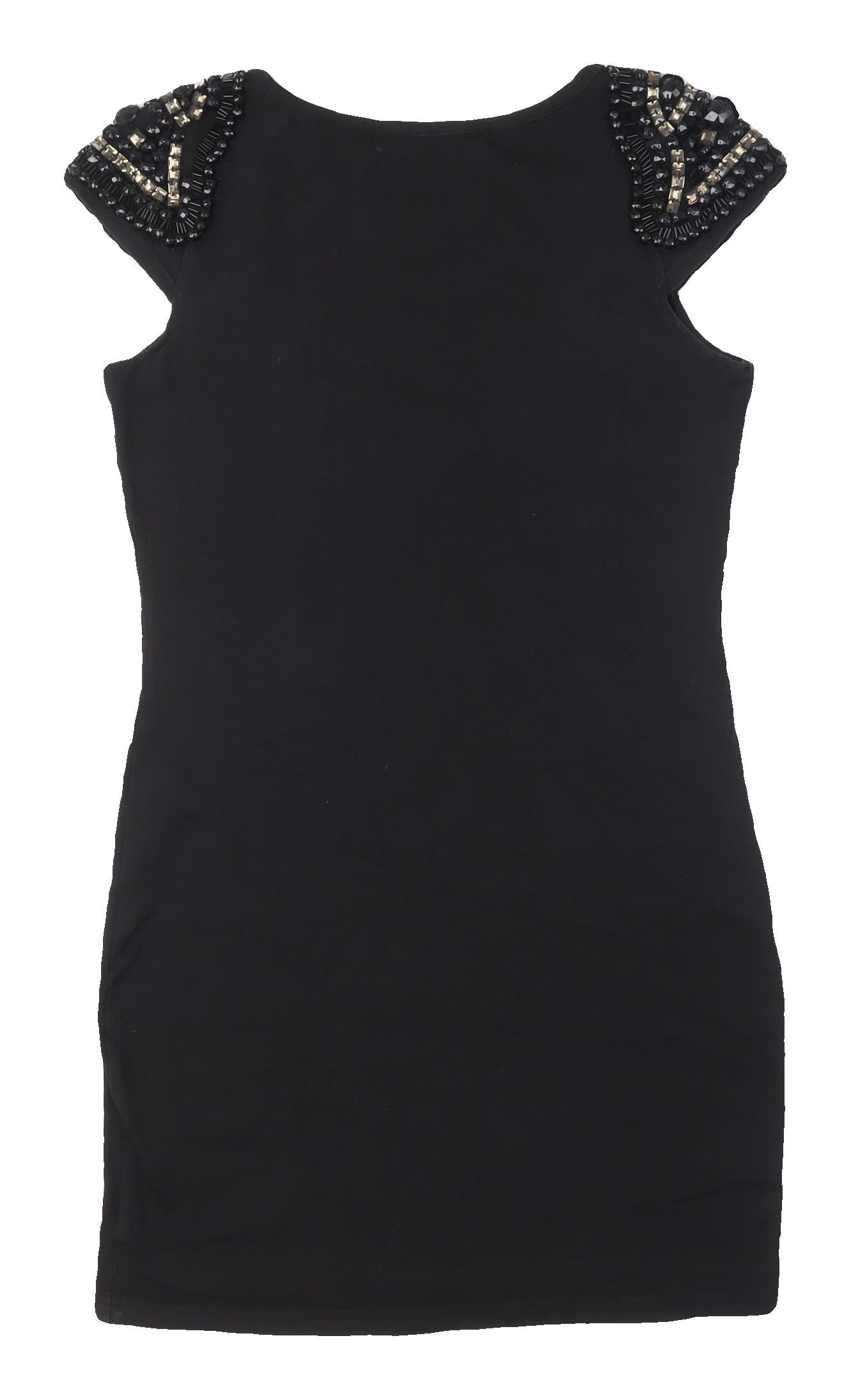 AX Paris Women's Black Beaded Short Sleeve Dress