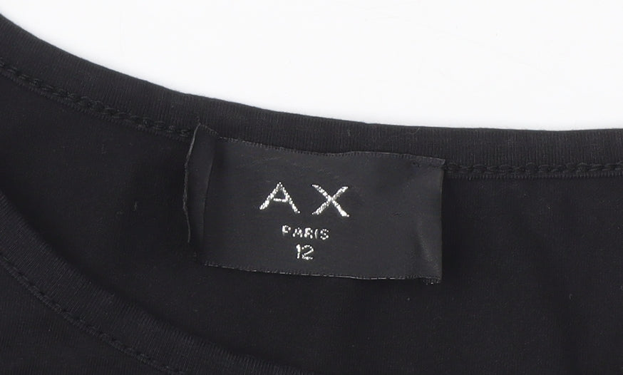 AX Paris Women's Black Beaded Short Sleeve Dress