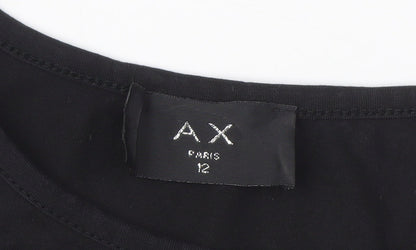 AX Paris Women's Black Beaded Short Sleeve Dress