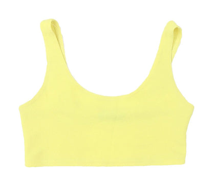 Boohoo Women's Yellow Cropped Tank Top Size 6