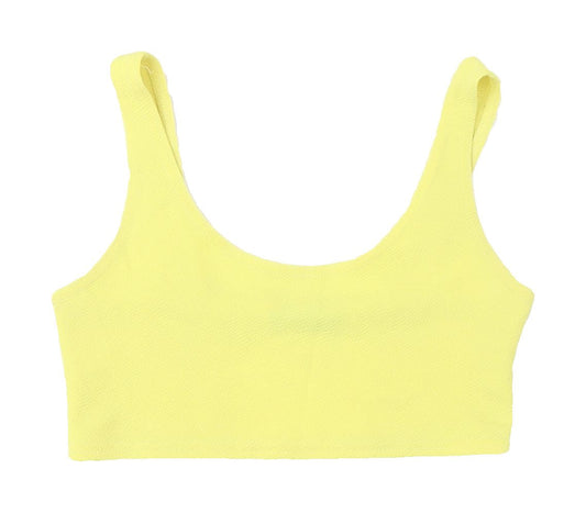 Boohoo Women's Yellow Cropped Tank Top Size 6