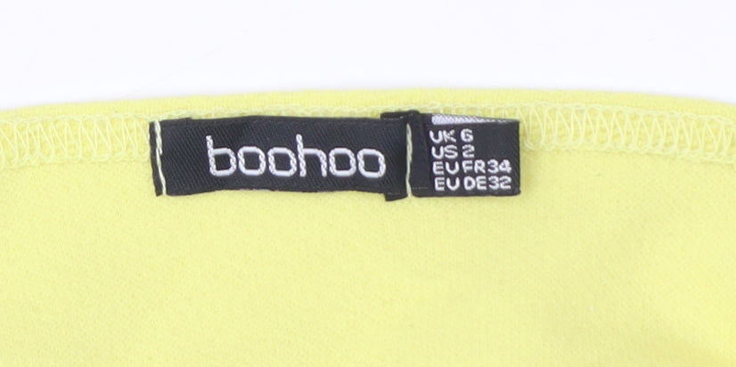 Boohoo Women's Yellow Cropped Tank Top Size 6