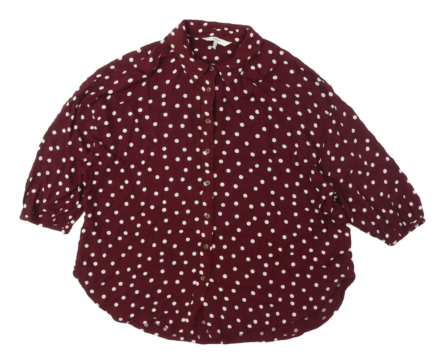 Womens UK Size 10 NEXT Red Basic Button-Up