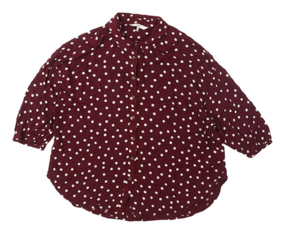 Womens UK Size 10 NEXT Red Basic Button-Up