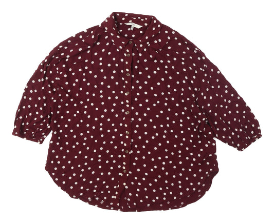 Womens UK Size 10 NEXT Red Basic Button-Up
