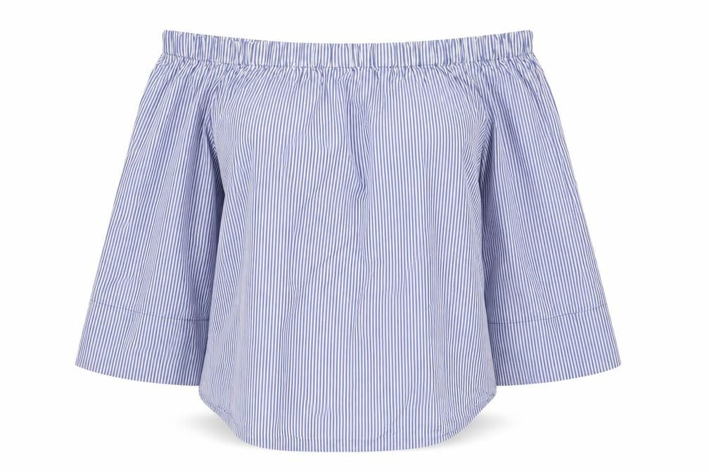 Womens UK Size L Zara Blue Off the Shoulder Blouse