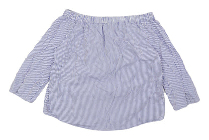 Womens UK Size L Zara Blue Off the Shoulder Blouse