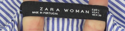 Womens UK Size L Zara Blue Off the Shoulder Blouse