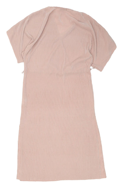 Glamorous Women's Beige V-Neck Knee Length Wrap Dress