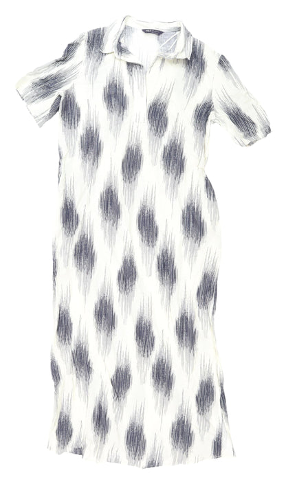Marks and Spencer Ivory Geometric Shirt Dress - Size 8