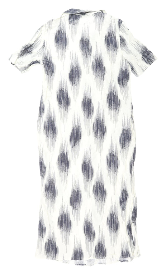 Marks and Spencer Ivory Geometric Shirt Dress - Size 8