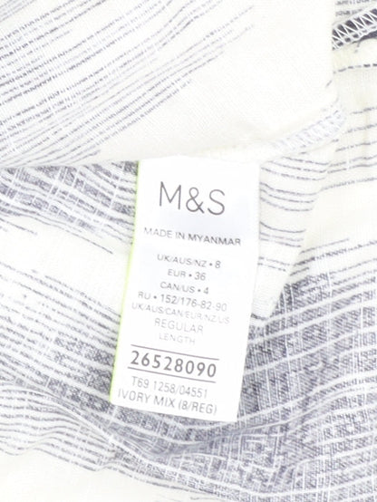 Marks and Spencer Ivory Geometric Shirt Dress - Size 8