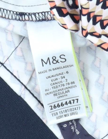 Womens UK Size 6 Marks and Spencer Regular Fit Cropped Multicoloured Trousers