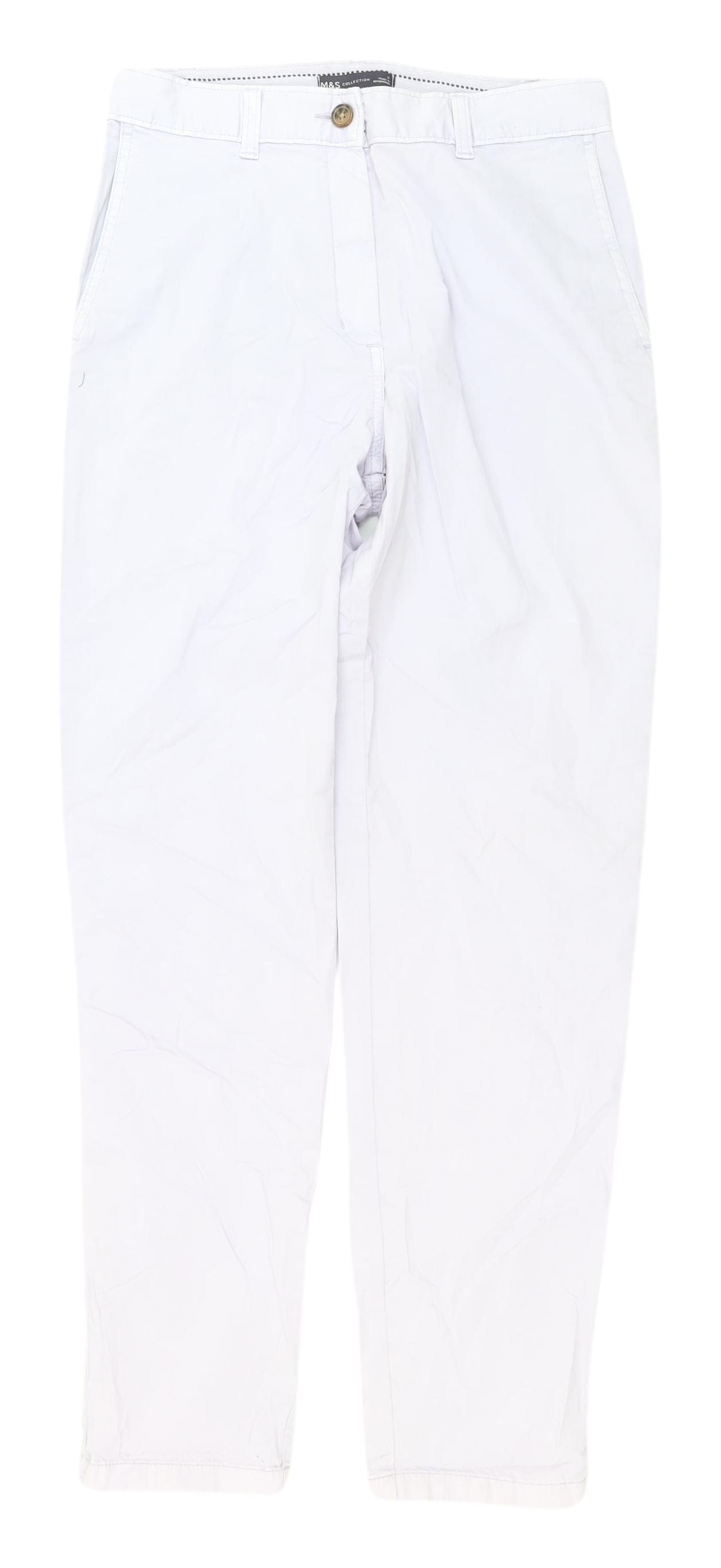 Womens UK Size 8 Marks and Spencer Regular Fit Chino White Trousers