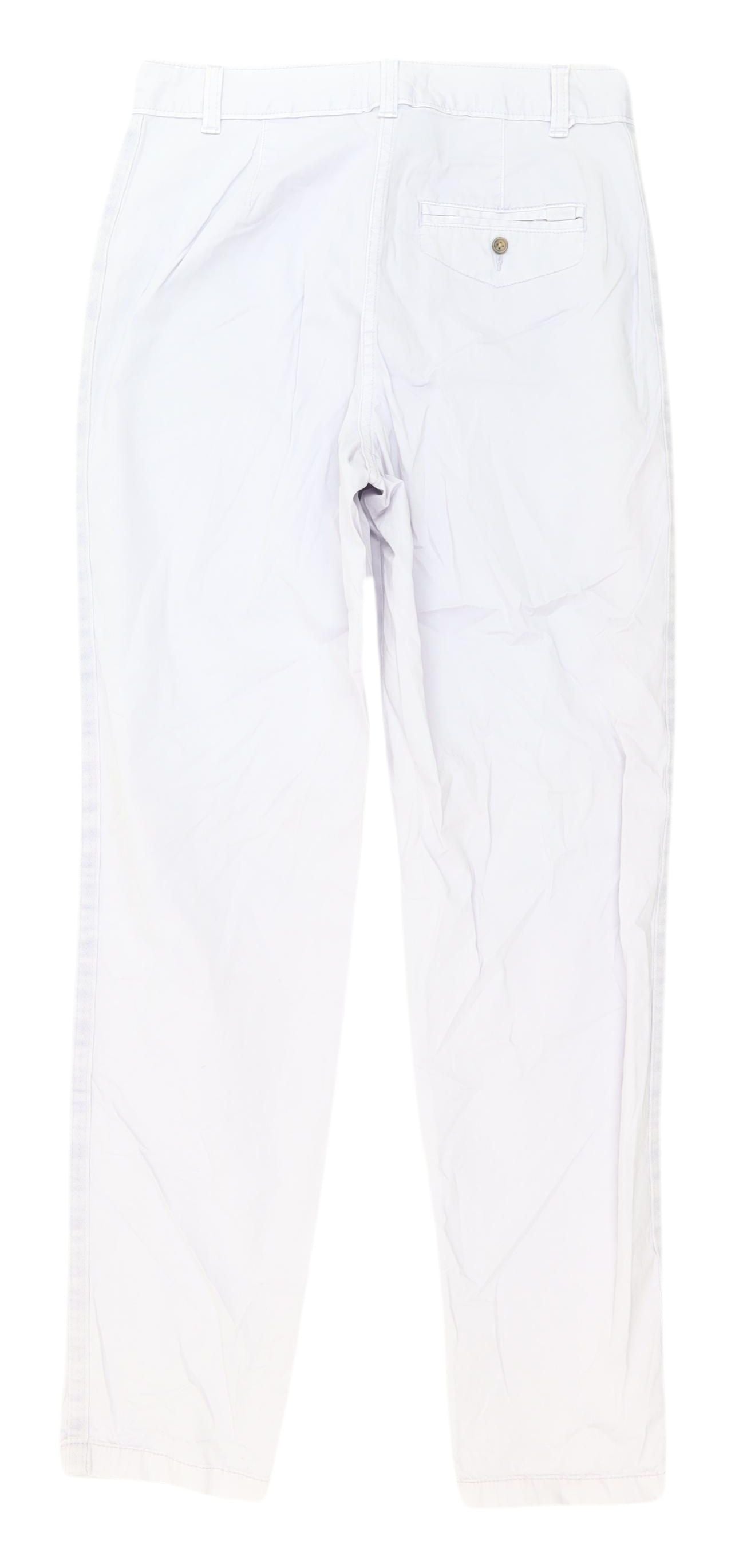 Womens UK Size 8 Marks and Spencer Regular Fit Chino White Trousers