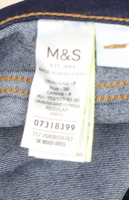 Womens UK Size 8 Marks and Spencer Regular Fit Skinny Blue Jeans
