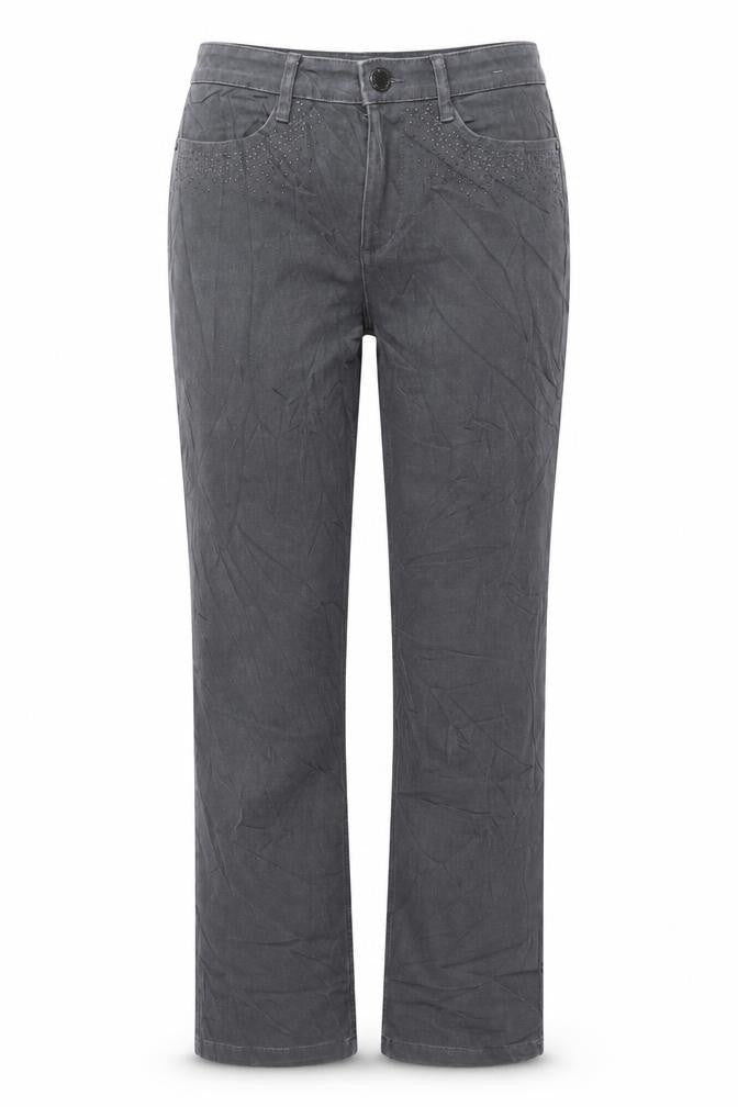 Marks and Spencer Grey Studded Straight Jeans, Size 8