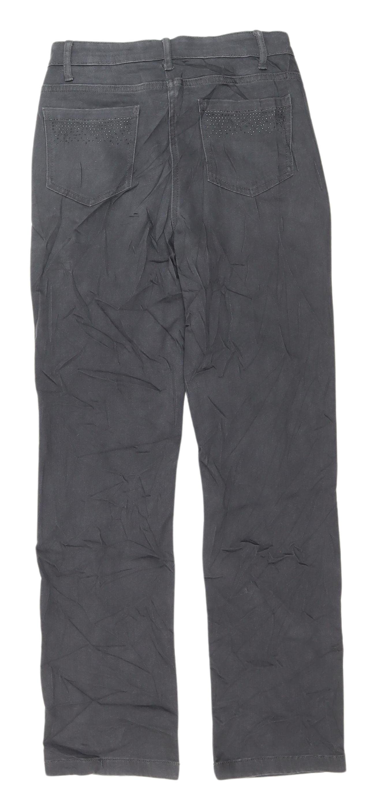 Marks and Spencer Grey Studded Straight Jeans, Size 8