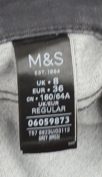 Marks and Spencer Grey Studded Straight Jeans, Size 8