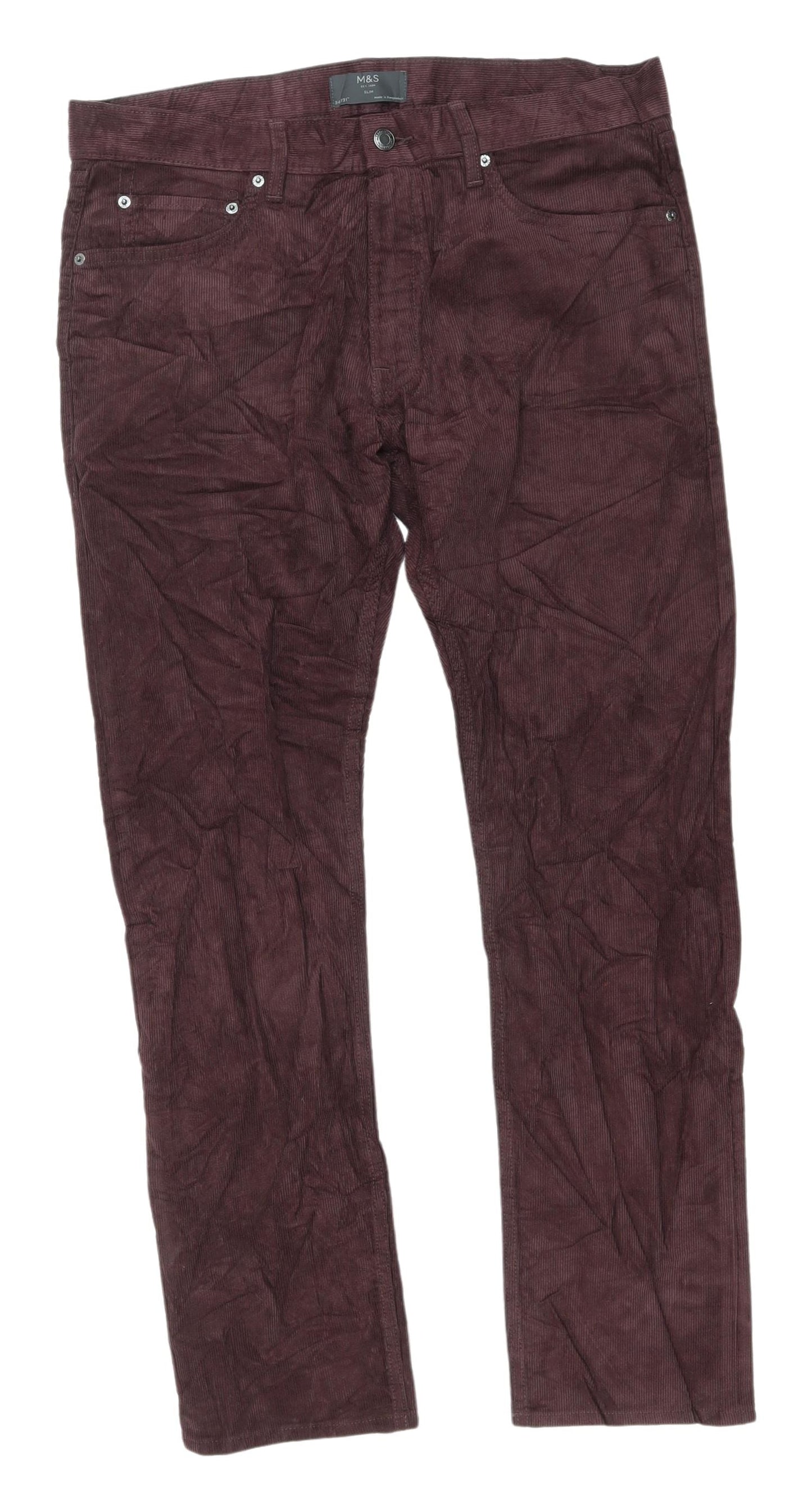 Marks and Spencer Men's Brown Corduroy Trousers 34"W 31"L