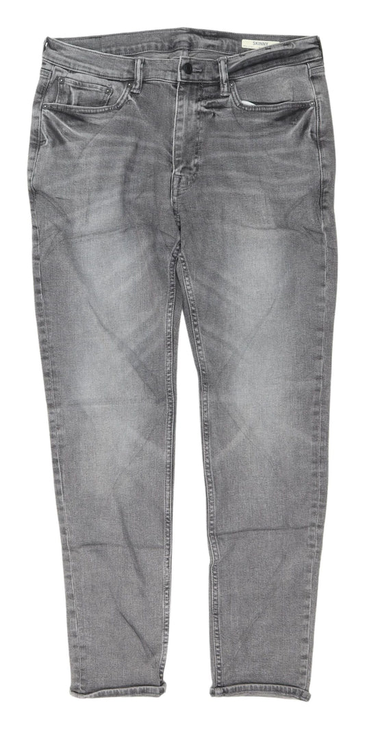 M&S Men's Grey Skinny Jeans - Size 34, Autumn Essential