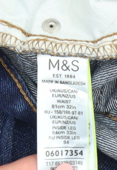 Marks and Spencer Men's Blue Straight Jeans, Size 32