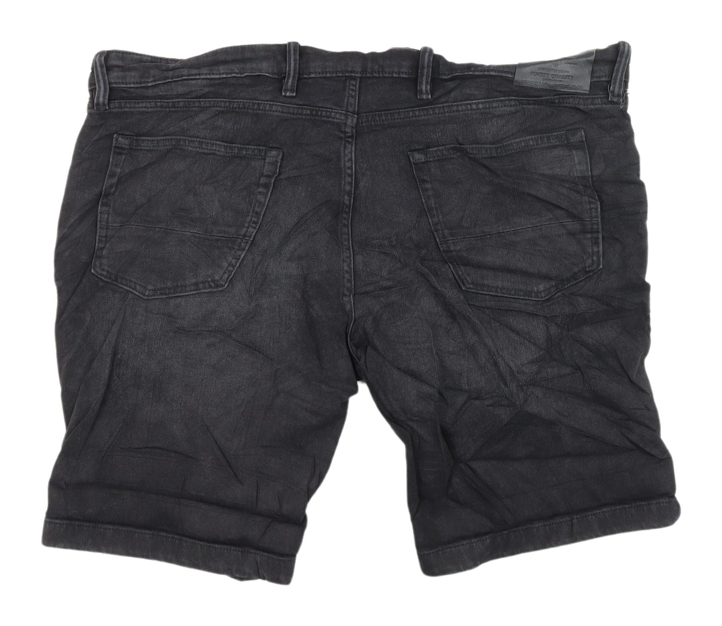 M&S Men's Black Chino Denim Shorts XL Regular Fit