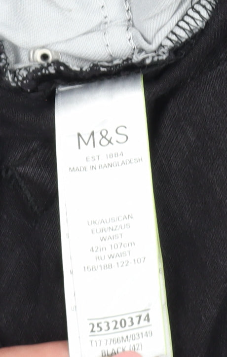 M&S Men's Black Chino Denim Shorts XL Regular Fit