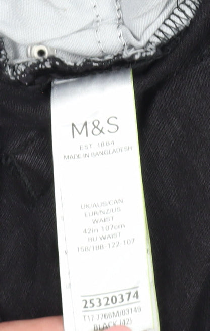 M&S Men's Black Chino Denim Shorts XL Regular Fit