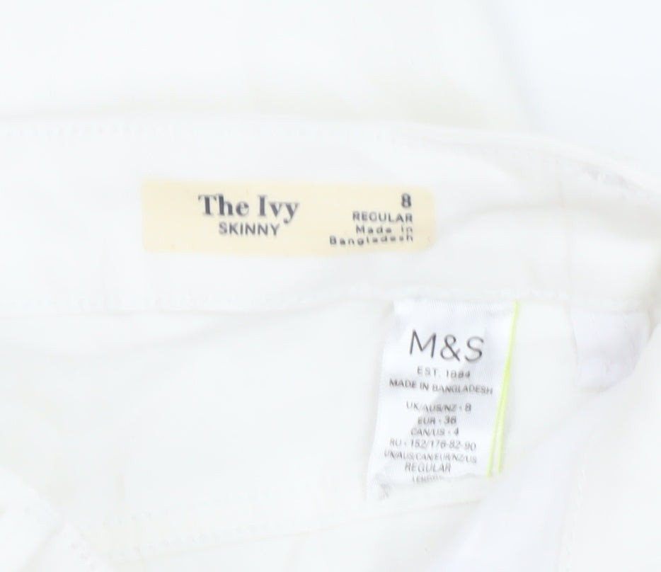 Womens UK Size 8 Marks and Spencer Regular Fit Skinny White Jeans